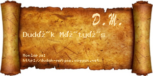 Dudák Mátyás névjegykártya